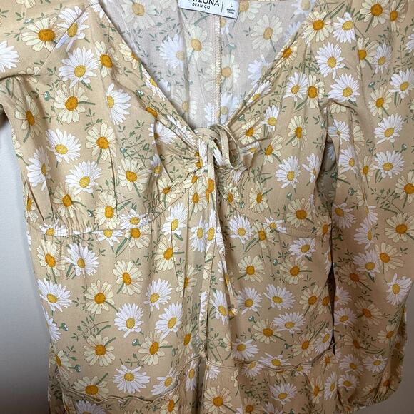 ARIZONA Women’s LG Daisy Print Peasant Style Y2K Baby Doll Dress Boho Cottage - Picture 8 of 8